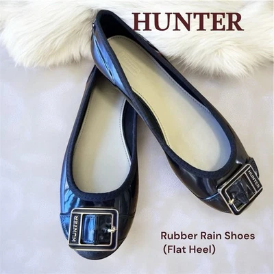Zapatos de salón planos negros Hunter Chandos AU7.5 UK5 EU38 logotipo detalle de cinturón como nuevos Foto 1 de 4
