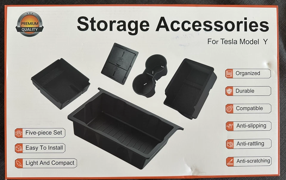 Набор аксессуаров для хранения Tesla Model Y из 5 предметов - подстаканники, центральная консоль - Изображение 1 из 2