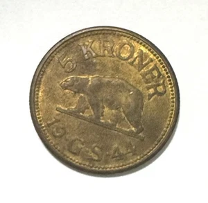 1944 Greenland 5 Kroner Hints of Luster Very Low Mintage, Very Rare. - Picture 1 of 2