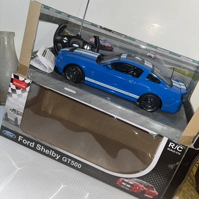 Rastar 1/14 Ford Shelby Mustang GT500 Blue White Rastar 1/14 Scale Boxed Tested - Image 1 of 4
