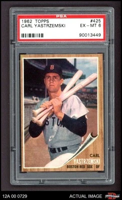 1962 Topps #425 Carl Yastrzemski Red Sox HOF PSA 6 - EX/MT - Image 1 of 2