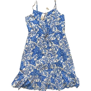 Vineyard Vines Dress Womens XL NEW Blue White Floral Feminine Midi Cottage Core - Picture 1 of 12