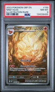 Pokémon Obf 2023 ilustración de llamas en-obsidian raro #199 Ninetales PSA 8 - Imagen 1 de 2