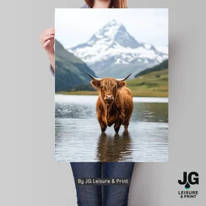 Highland Cow Picture - Wall Art Poster Print Scotland Landscape A5 A4 A3 A2 A1 - Picture 1 of 3