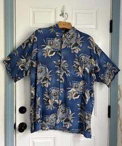 Hollis River Mens XXL 2XL Blue Floral Tropical Print Hawaiian Shirt 100% Rayon - Picture 1 of 7