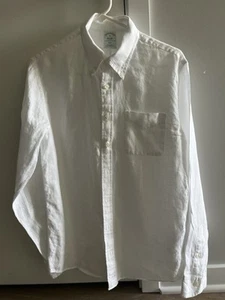 Brooks Brothers Irish Linen Shirt Slim Fit Medium - White - Picture 1 of 3