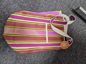 Recycled Woven Tote Bag With Canvas Handles (Pink, Yellow And Red) - Picture 1 of 1