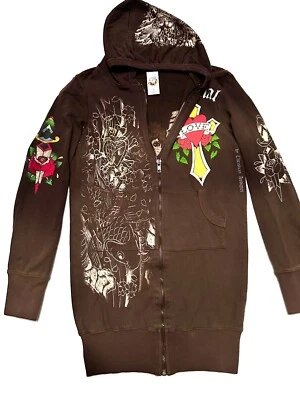 ED HARDY CHRISTIAN AUDIGIER SUDADERA CON CAPUCHA CREMALLERA AMOR ETERNO DE COLECCIÓN RARA STRECH S Foto 1 de 4