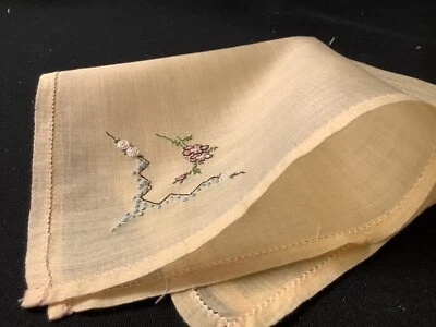 Pañuelo bordado floral de granja Art Deco de colección de los años 20 10013🌟 Foto 1 de 4