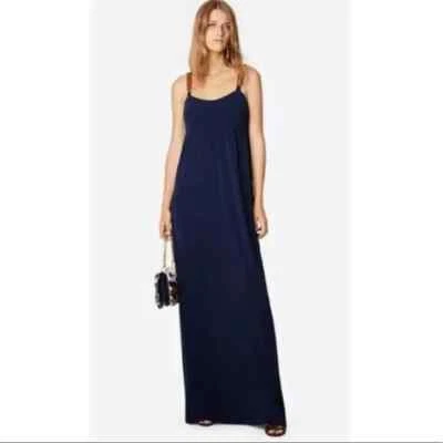 Maxi Vestido TORY BURCH Azul Marino Mate Slip Stacey Plástico Tortuga Cadena Correas M = 8 Foto 1 de 4
