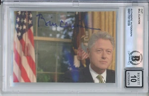 President Bill Clinton SIGNED AUTOGRAPHED Oval Office Photo BECKETT BAS GEM 10 - Picture 1 of 2