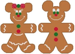 CROSS STITCH+ CRAFT PATTERN  Mickey Minnie Mouse Christmas Gingerbread Lot of 2 - Picture 1 of 16