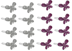 2 Set of 8 3 Set of 8 Small Butterfly Hair Clips Snap Clip Barrettes U1747-8-2-3 - Picture 1 of 14