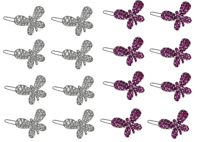 2 Set of 8 3 Set of 8 Small Butterfly Hair Clips Snap Clip Barrettes U1747-8-2-3 - Image 1 of 4