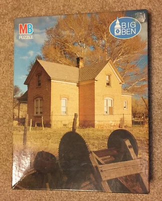 Vintage MB Big Ben Puzzle, Farm House Scipio UT,   4962-16   NEW, FACTORY SEALED - Image 1 of 4