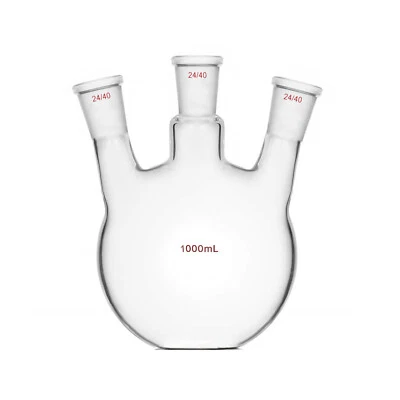 1000ml,3-Neck,24/40,Flat Bottom Glass Flask,Three Neck,Laboratory Boiling Vessel - Image 1 of 4