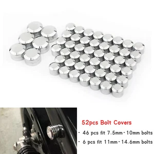 52pcs Chrome Motor Engine Bolt Cover Caps Kit For Harley Dyna Twin Cam 2000-2017 - Picture 1 of 4