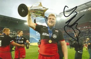 SARACENS RUGBY UNION: JACKSON WRAY SIGNED 6x4 TROPHY CELEBRATION PHOTO+COA - Picture 1 of 1