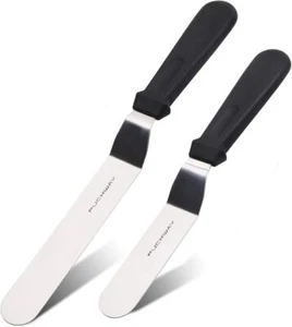 Angled Icing Spatula, Stainless Steel Offset Spatula,Cake Spatula Set of 2 Black - Picture 1 of 7