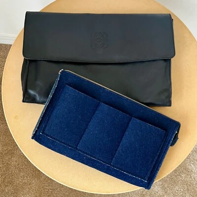 Pre-Loved Black Leather Loewe Anagram Clutch w Free Insert/Organizer - Image 1 of 4