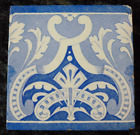 Jugendstil Fliese art nouveau tile Belgien blau  geometrisch abstrakt selten
