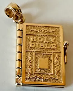 VINTAGE 14K GELBGOLD BIBEL MIT GEBET CHARM/ANHÄNGER - Bild 1 von 7