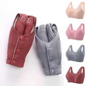 Women's Front Fastening Push Up Bra Non Wired Ladies Comfort Soft Cup Underwear - Picture 1 of 17