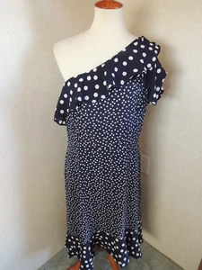 A NEW DAY Target Blue One shoulder Polka Dot Dress - Picture 1 of 5