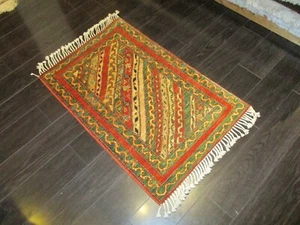 2x3 AFGHAN REFUGEE SYLE GORGEOUS VEGETABLE DYE HANDMADE-KNOTTED WOOL RUG 581045 - Picture 1 of 12