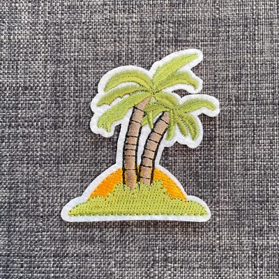 PALM TREE ISLAND SUNSET High Quality Fully Embroidered Patch Badge Motif Iron-On - Image 1 of 3