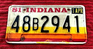 VINTAGE INDIANA 1981 AUTOMOBILE LICENSE PLATE - Picture 1 of 2