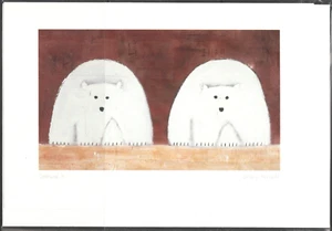 GEMINI II - Folk Art Polar Bear Twins by Jimmy Wright - New 6" x 9" Art Card - Picture 1 of 1