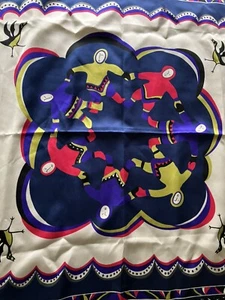 Jocelyne Mauge Magenta Scarf Canadian Native Children Circle Black Border Italy - Picture 1 of 13