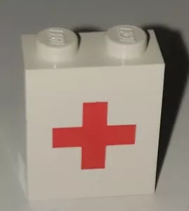 Lego Stück Teil Vintage Stadt Medizinisches Krankenhaus Rotes Kreuz auf weißes Panel - Bild 1 von 7