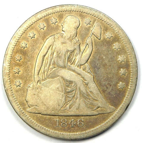 1846-O Seated Liberty Silver Dollar $1 - VF Details - Rare New Orleans Coin! Cover