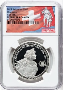 Switzerland 2023 50 Francs Obwalden Shooting Festival NGC PF 68 Ultra Cameo - Picture 1 of 2