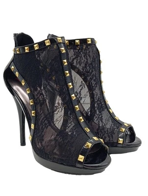 JUSTFAB Bottes à bout ouvert Dames Bottines T EU 39 noir style extravagant - Photo 1/4