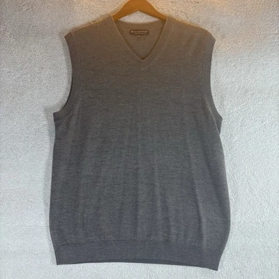 Chaleco Hart Schaffner Marx Extra Fino Lana Merino Cuello en V Gris Marrón Brezo Talla L Foto 1 de 4