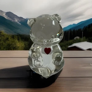 "OSO DE PELUCHE VINTAGE FENTON ART GLASS CORAZÓN ROJO RUBÍ CUMPLEAÑOS JULIO 3,5"" DE ALTO" - Imagen 1 de 7