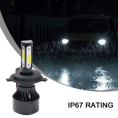 2x Car Auto H4 4-Sided COB LED Chips Headlights 6000K-6500K Lamps 375000LM Bulbs - Image 1 of 4