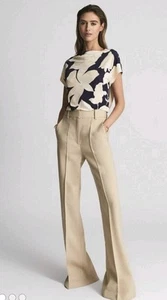 Reiss Poppy High Neck Floral Printed Top, Navy/Cream - Size XS - Picture 1 of 11
