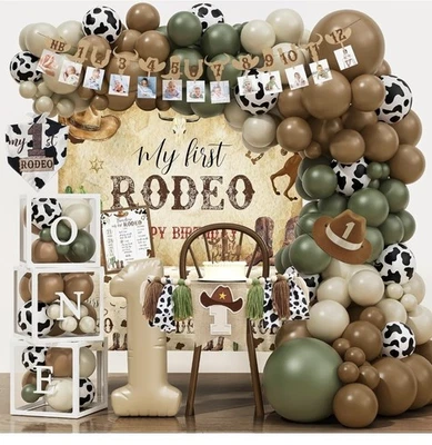Decoraciones y tableros de cumpleaños My First Rodeo vaquero western  Foto 1 de 4