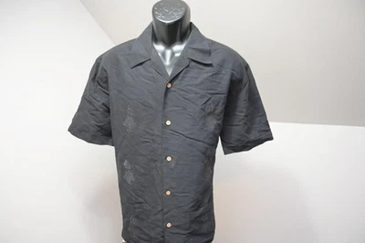 Cubavera Hawaiian Shirt Black Hula Gils Rayon Polyester Relaxed Mens Size Medium - Image 1 of 4