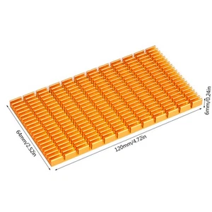 Golden Heat Sink Aluminum Heat Radiator For Multiple Purposes 120 X 64 X 6mm - Photo 1/10