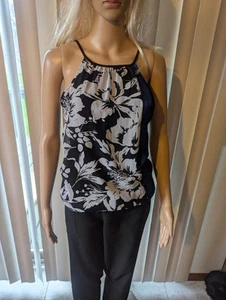 Neu mit Etikett $ 34,90 Express XS elegantes schwarzes geblümtes Tanktop - Bild 1 von 6