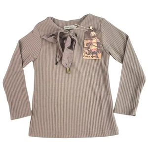 NEW Carbon Soldier Kids Girls Brown Tan Rib Knit Long Sleeve Tee T-shirt Top 4 - Picture 1 of 6