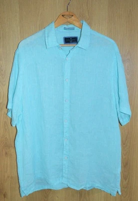 Marks & Spencer Blue Harbour 100% Flax Linen Mint Green Short Sleeve - Large L - Image 1 of 4