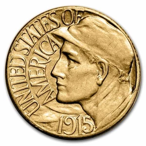 1915-S Gold $1.00 Panama-Pacific AU - Picture 1 of 2