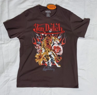 Camiseta Von Dutch Marrón Estampado Tigre Con Bordado Nueva Con Etiqueta Talla L/Grande Foto 1 de 2