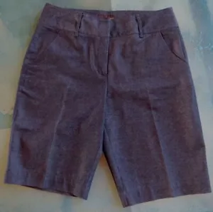 Dana Buchman Bermuda Shorts Sz 10 Navy Gray Stretch Cotton Polyester - Picture 1 of 6
